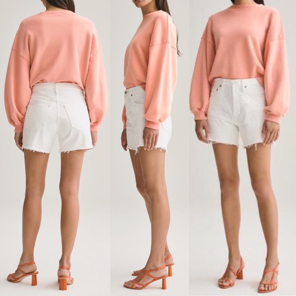 Agolde Reese Relaxed Cut Off Button Fly Shorts in Tissue size 25